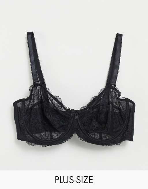 Sujetador negro con aros multiposición de encaje de Simply Be