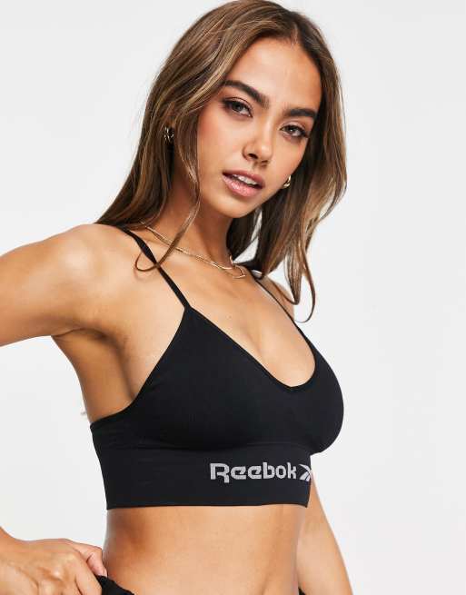 Sujetador negro con espalda cruzada sin costuras Terri de Reebok