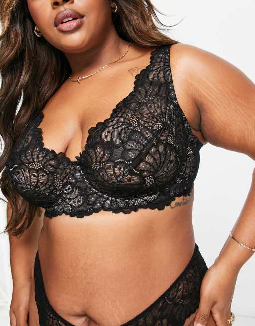 Sujetador negro de copas altas con aros de encaje Sienna de ASOS DESIGN Curve, 3 de 4