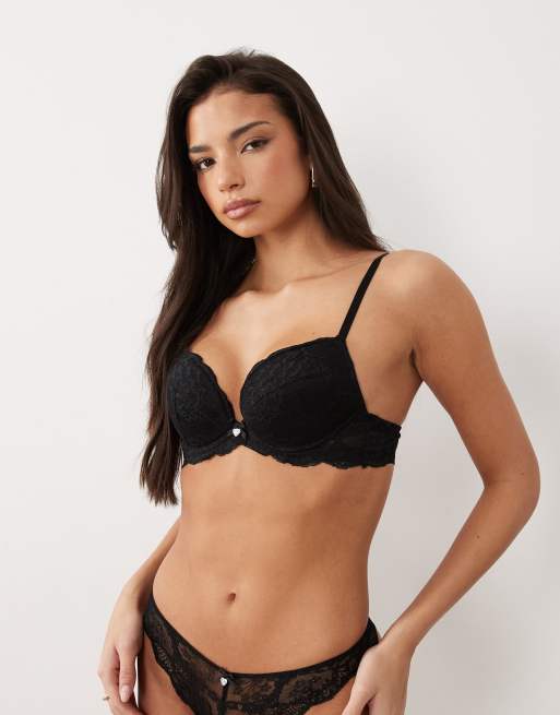 Sujetador negro escotado de encaje Mollie de Boux Avenue, 2 de 4