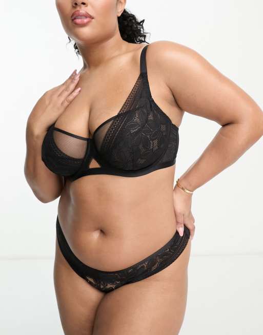 Sujetador negro sin relleno con detalle de encaje Astrid de Dorina Curve