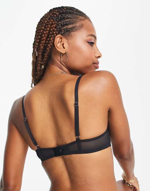 Sujetador negro sin relleno de encaje con detalle de tiras Desiree exclusivo de Dorina ASOS