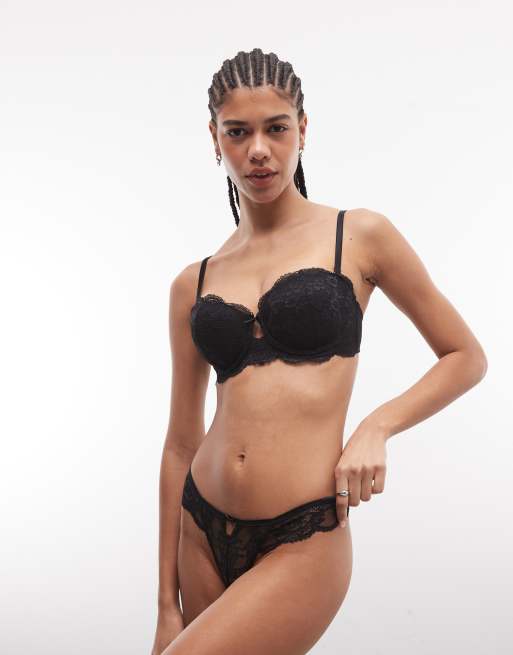 Sujetador negro sin tirantes con aros de encaje Lola de ASOS DESIGN, 2 de 4