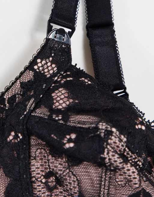 Sujetador negro y rosa escotado de encaje para lactancia Amour de Pour Moi, 3 de 4