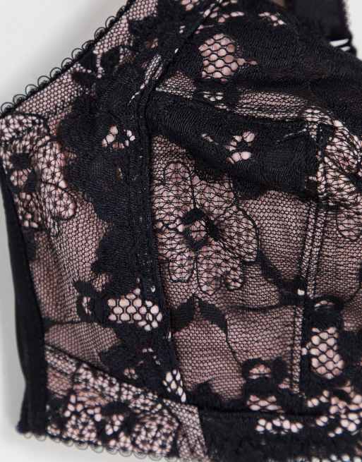 Sujetador negro y rosa escotado de encaje para lactancia Amour de Pour Moi, 4 de 4