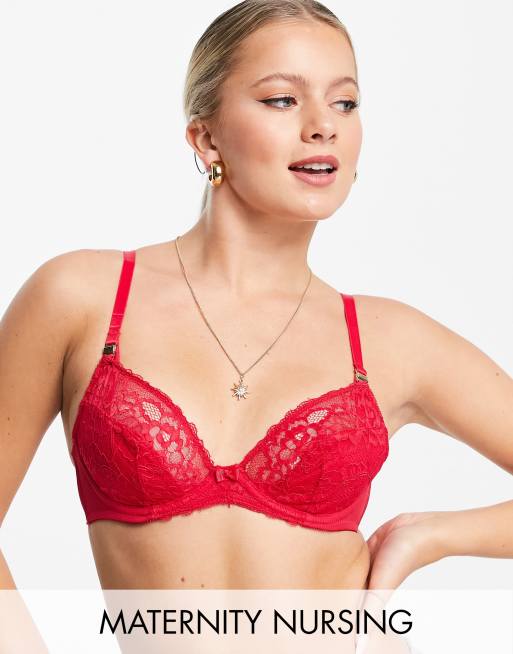 Sujetador rojo para lactancia con aros flexibles sin relleno de encaje de Ann Summers