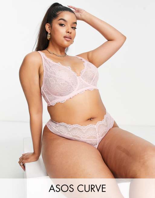 Conjunto rosa rubor de tanga y sujetador con aros Rosie de ASOS DESIGN | ASOS