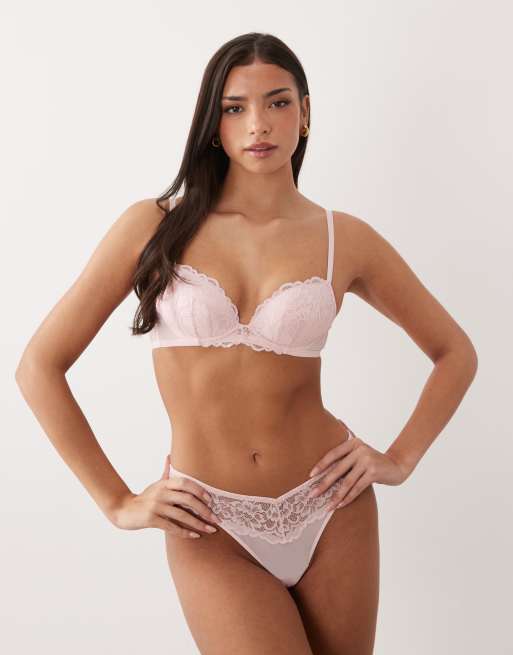 Sujetador rosa tenue escotado con relleno de encaje Sexy Lace de Ann Summers, 2 de 4