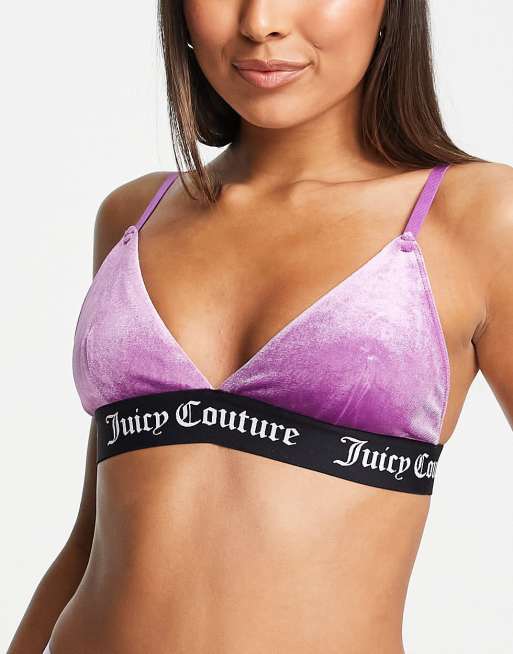Sujetador rosa triangular con elástico de la marca de terciopelo de Juicy Couture (parte de un conjunto)