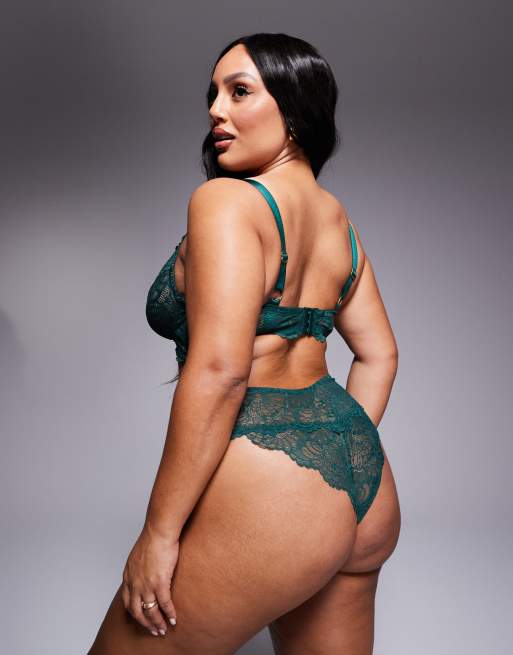 Sujetador verde bosque escotado con aros de encaje Sienna de ASOS DESIGN Curve, 2 de 4