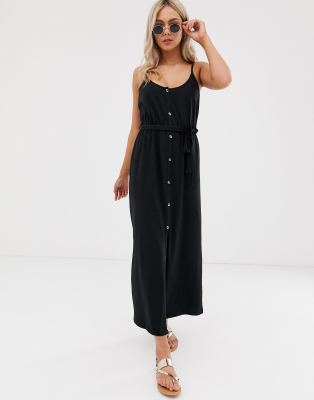 Sukienka maxi ASOS DESIGN na guziki wiązana paseczkiem