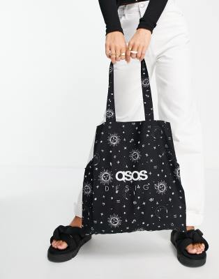 фото Сумка тоут из органического хлопка с космическим принтом и логотипом asos design-multi