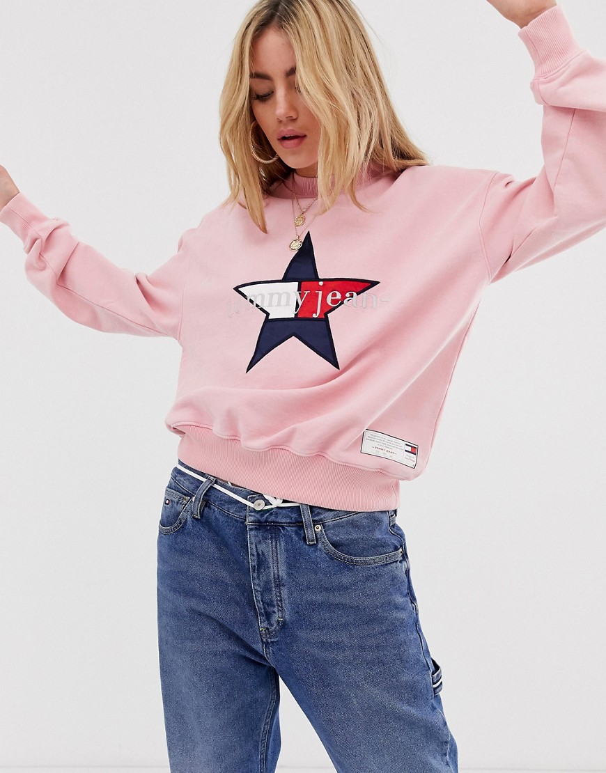 Summer heritage sweatshirt med stjernelogo fra Tommy Jeans-Pink