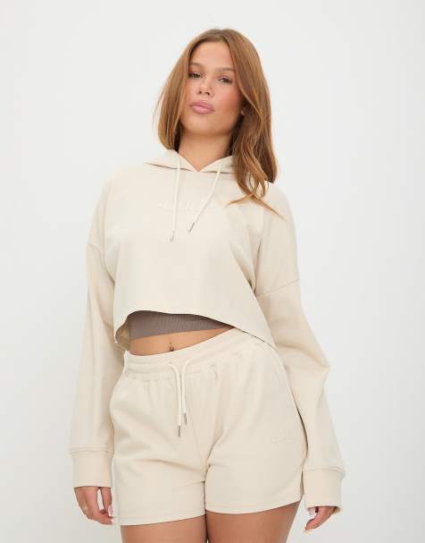 Sundé Cotton blend textured cropped hoodie in vanilla - view 1
