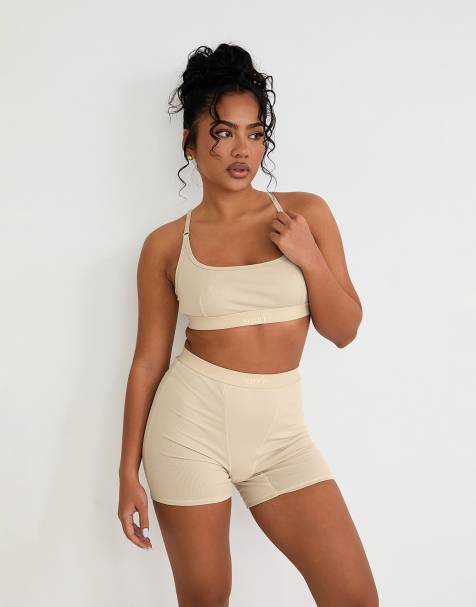Sunde cotton/lyocell ribbed cropped bralette in latte - view 1