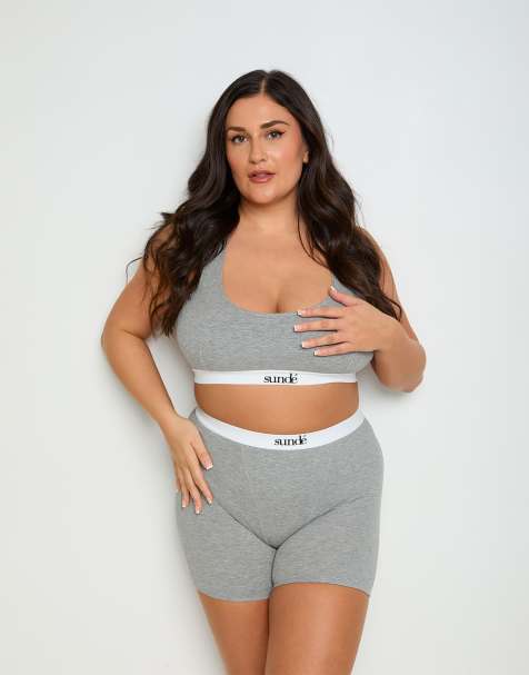 Sunde cotton/lyocell ribbed racerback bralette in grey marl - view 1