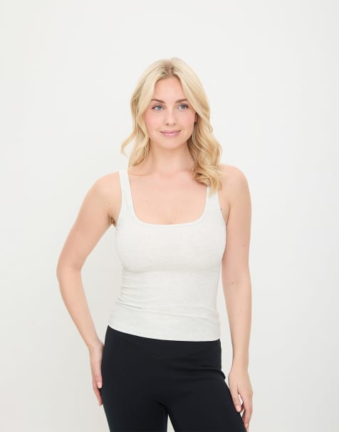 Sundé Cotton square neck vest in soft pink - view 1