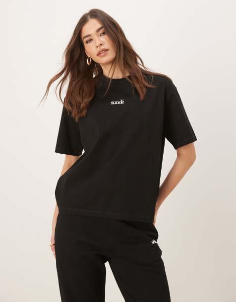 Sunde modal ribbed basic t-shirt in black - view 1