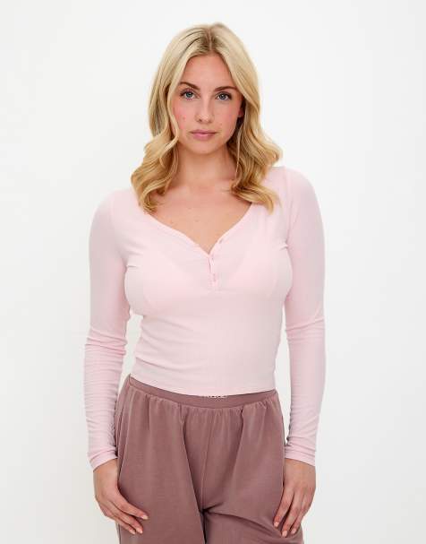 Sundé Modal ribbed long sleeve basic in soft pink - view 1