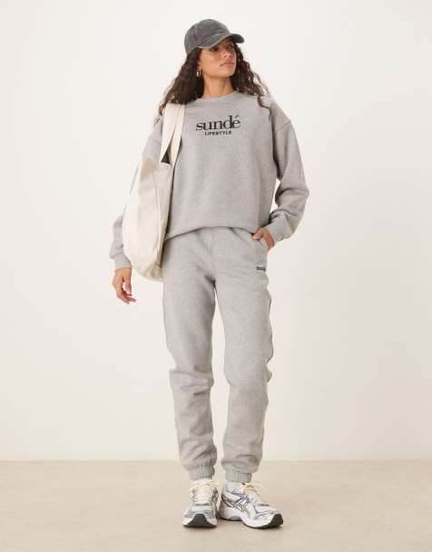 Sunde soft blend highwaisted cuffed joggers in grey marl - view 1