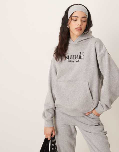 Sunde soft blend oversized hoodie in grey marl - view 1