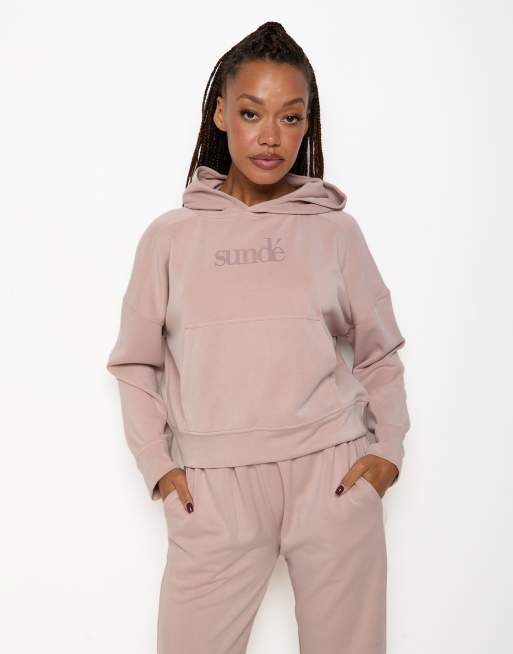 Sundé soft touch boxy lounge hoodie in blush