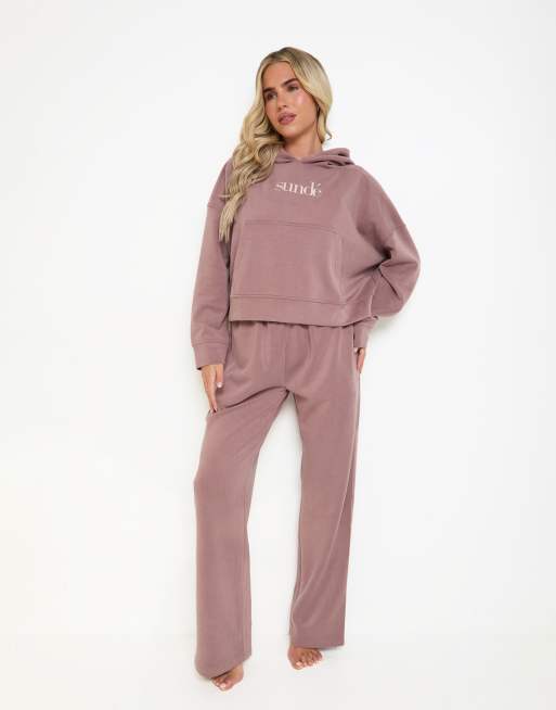 Sundé soft touch boxy lounge hoodie in rose taupe
