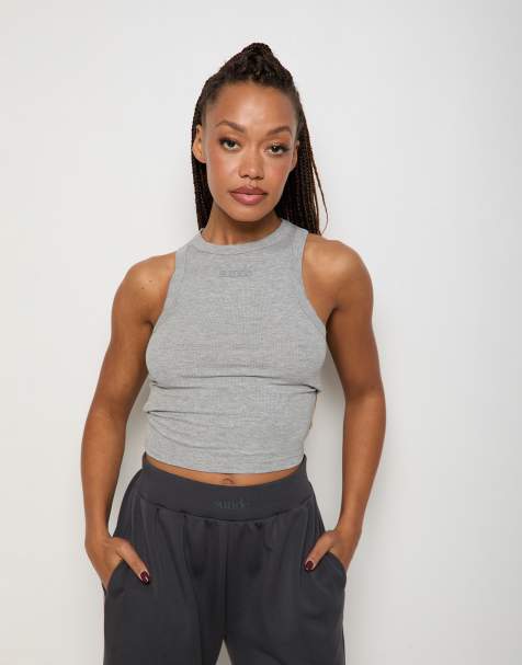 Sundé Sunde modal ribbed racer vest in grey marl in grey marl