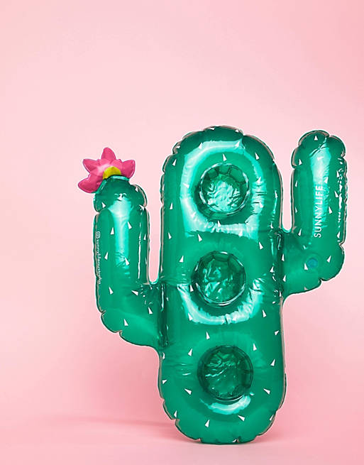 Sunnylife - Porte gobelets gonflable en forme de cactus