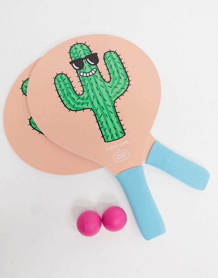 Sunnylife - Set da ping pong da mare cool con cactus-Rosa