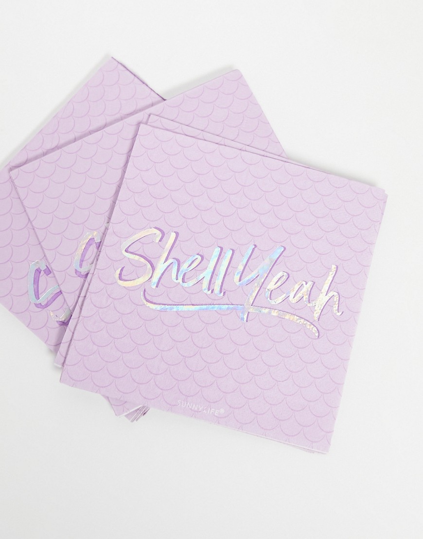 Sunnylife shell yeah napkins set of 20 in lilac-Purple