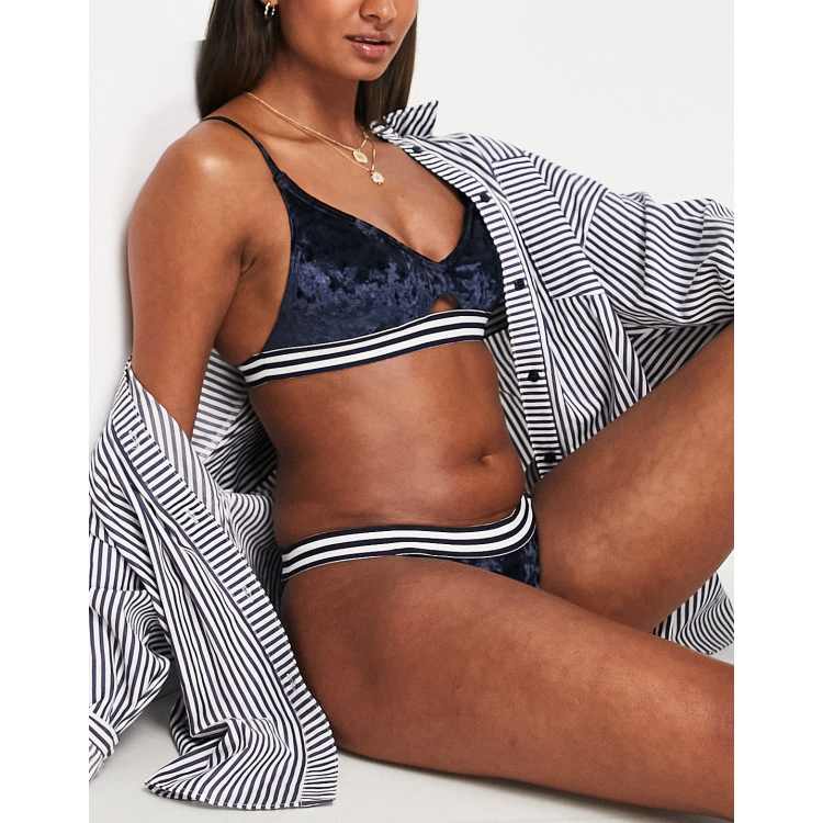 Sunseeker cut out bikini top with removable cups in velvet empire blue