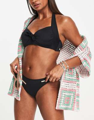 Sunseeker Sunseeker tie front halter bikini top in black