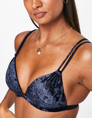Sunseeker triangle bikini top with moulded cups in velvet empire blue