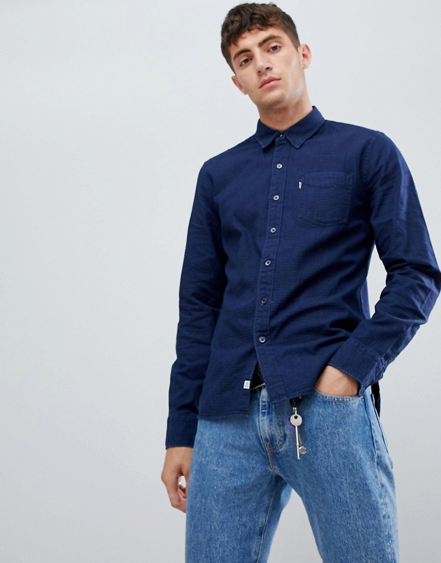 Sunset indigoblå dobbyskjorte med lomme fra Levi's-Marineblå