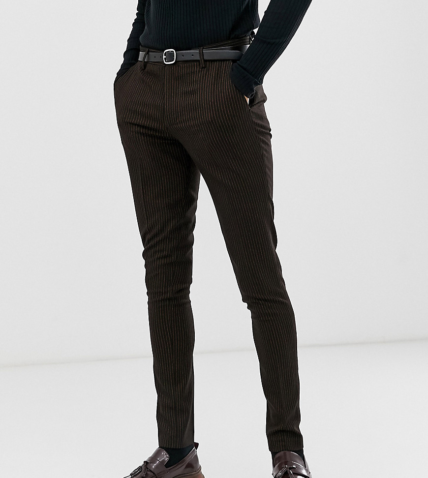 Super skinny smarte bukser i sorte med orange nålestriber fra ASOS DESIGN