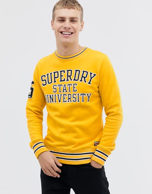 Superdry Academy Gelbes Sweatshirt Mit Applikation Und Rundhalsausschnitt Asos