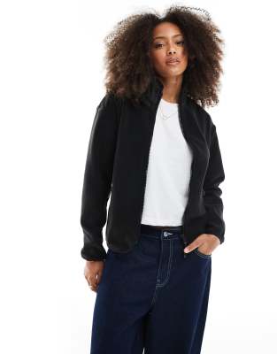 Superdry - Active - Fleece-Sweatshirt in Schwarz mit durchgehendem Reißverschluss