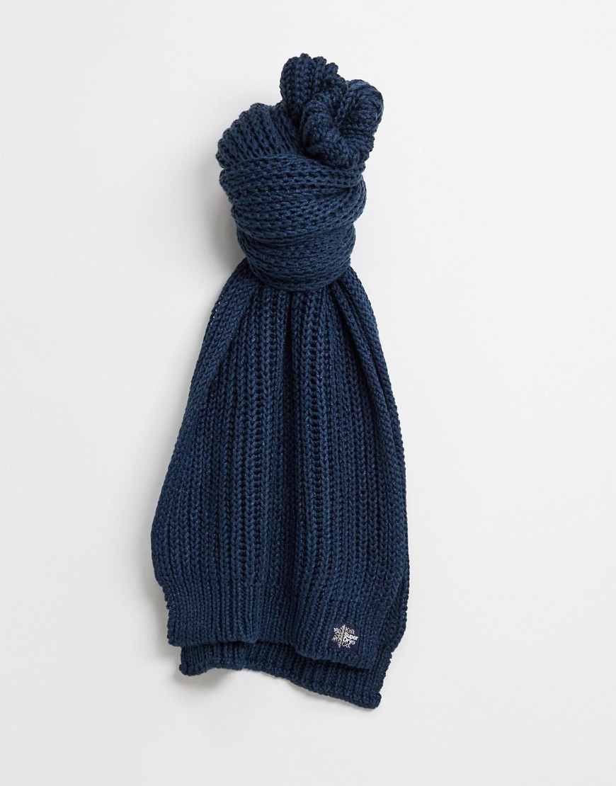 Superdry aries sparkle knitted scarf in navy