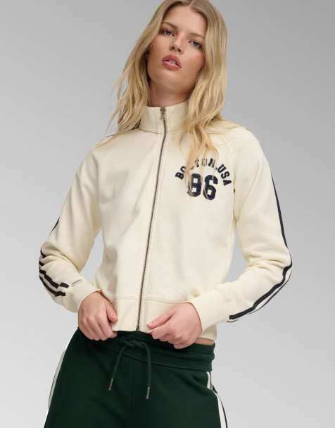 Superdry Athletic applique track top in desert bone off white - view 1