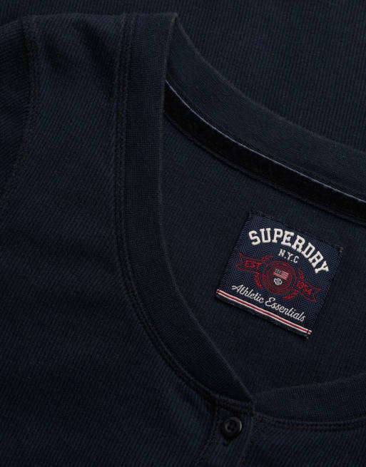 Superdry Athletic button down long sleeve top in eclipse navy, 5 of 6