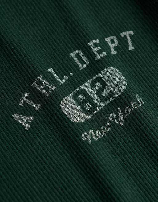Superdry Athletic button down long sleeve top in enamel green, 5 of 6