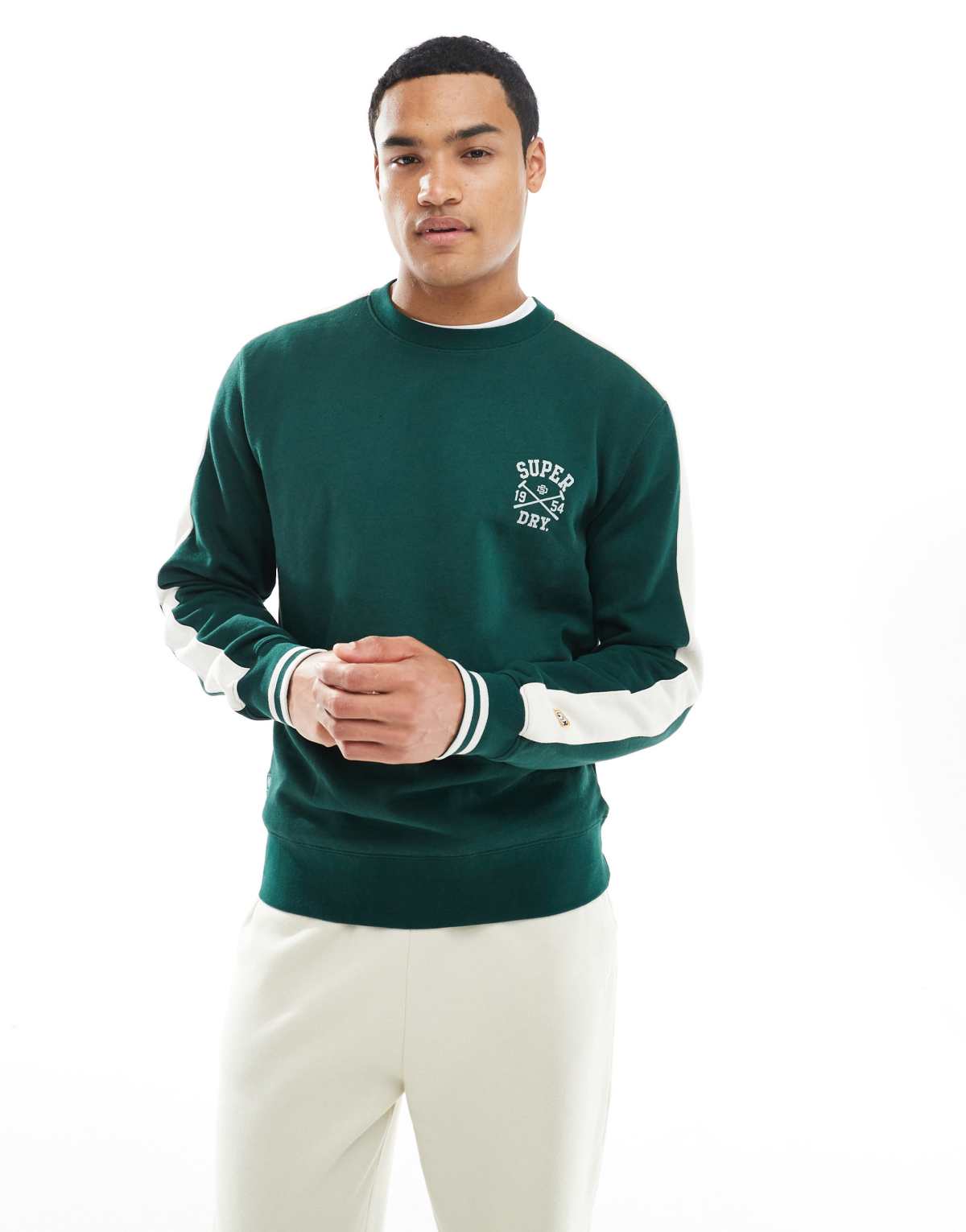 Superdry Athletic club crew sweatshirt in enamel green