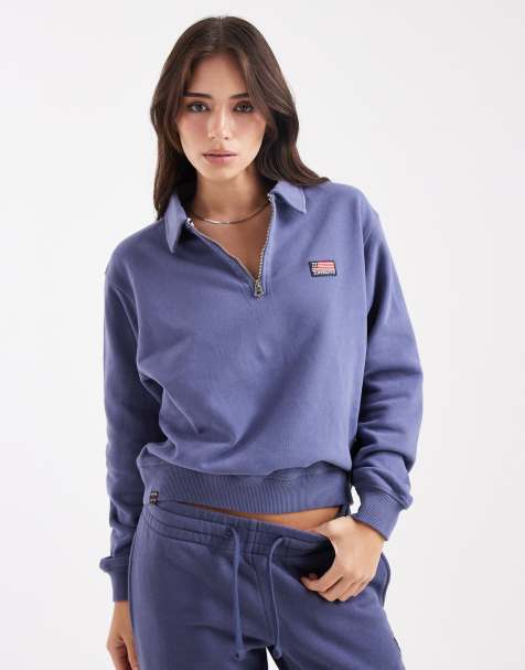Superdry Athletic collared half zip jumper in mariner navy - view 1