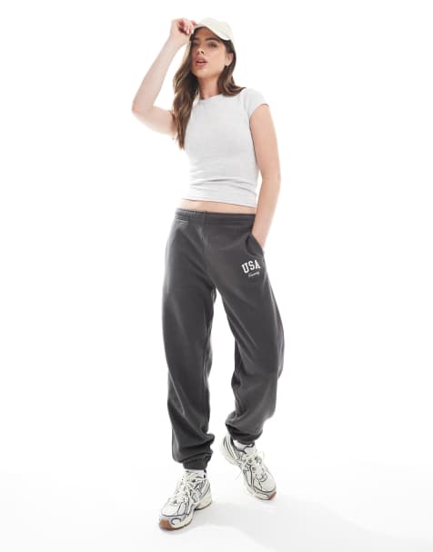 Superdry Athletic essential boyfriend joggers in charcoal - view 1
