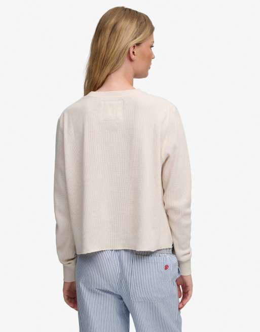 Superdry Athletic Essential Grafik-Langarmoberteil in Haferbeige-Meliert, 2 von 5