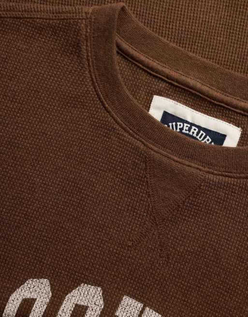 Superdry Athletic essential graphic long sleeve top in chestnut brown marl, 5 of 6
