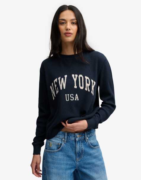 Superdry Athletic essential graphic long sleeve top in eclipse navy - view 1