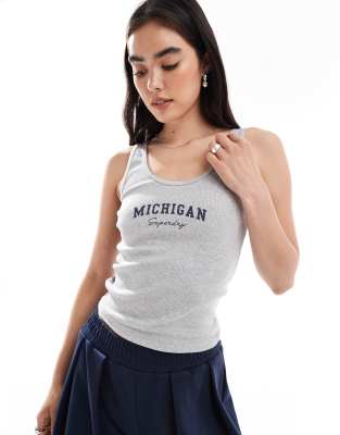 Superdry Athletic essential graphic vest top in grey marl - view 1