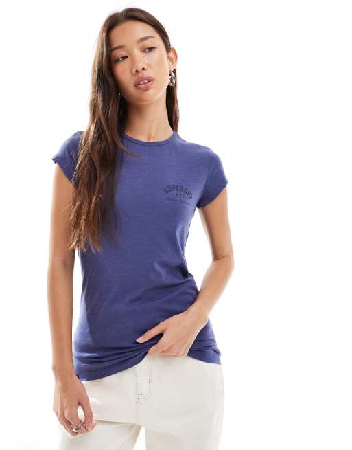 Superdry – Athletic Essential – Meliertes T-Shirt in Mariner-Marineblau